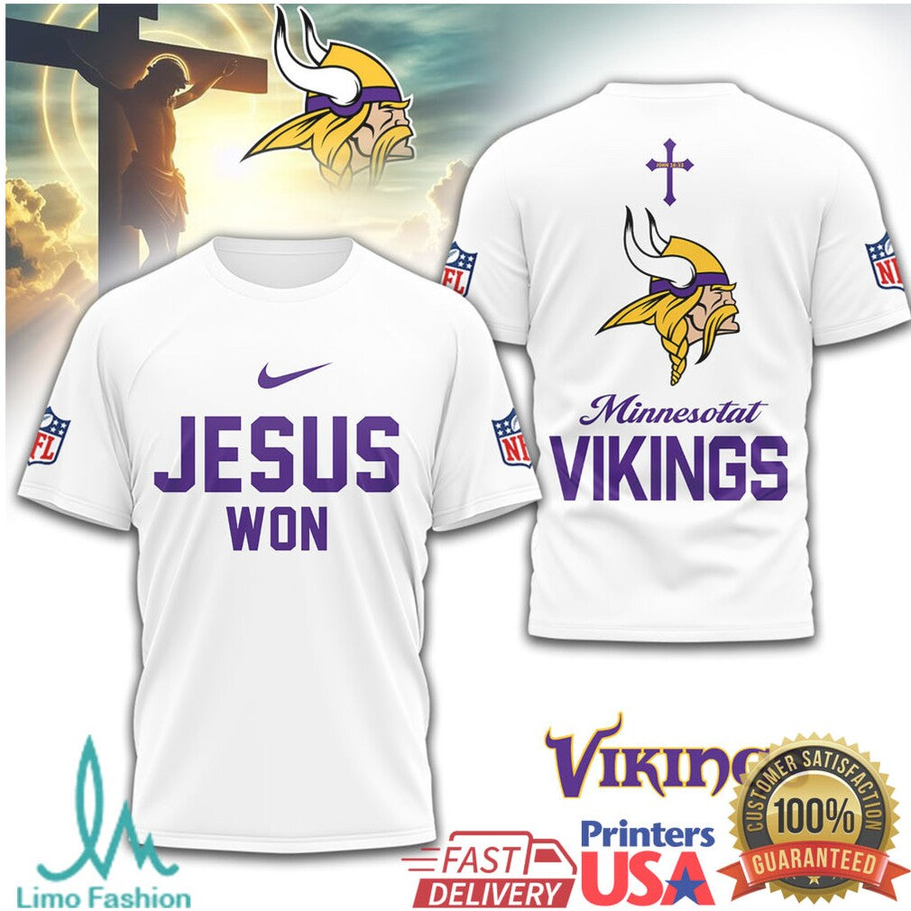 Minnesota Vikings Jesus Won Faith & Football T Shirt - Limotees LLC