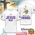 Minnesota Vikings Jesus Won Faith & Football T Shirt - Limotees LLC