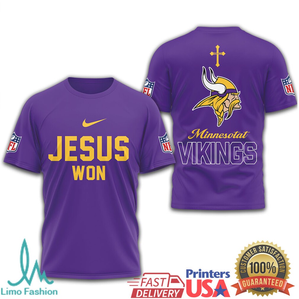 Minnesota Vikings Jesus Won Faith & Football T Shirt - Limotees LLC