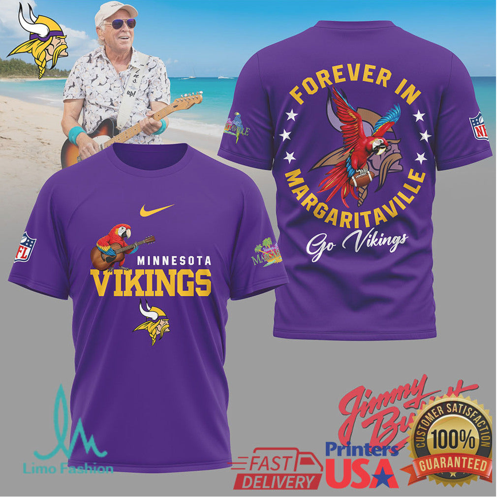 Minnesota Vikings Jimmy Buffett Parrot Head Forever In Margaritaville Shirt - Limotees LLC