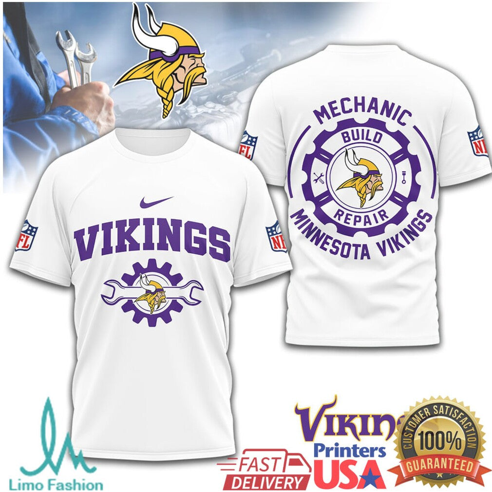 Minnesota Vikings Mechanic Build Repair T Shirt - Limotees LLC