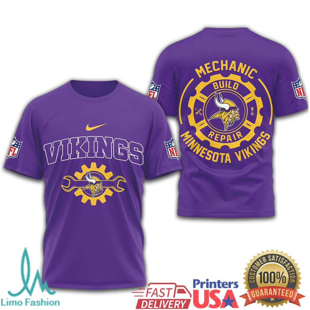 Minnesota Vikings Mechanic Build Repair T Shirt - Limotees LLC