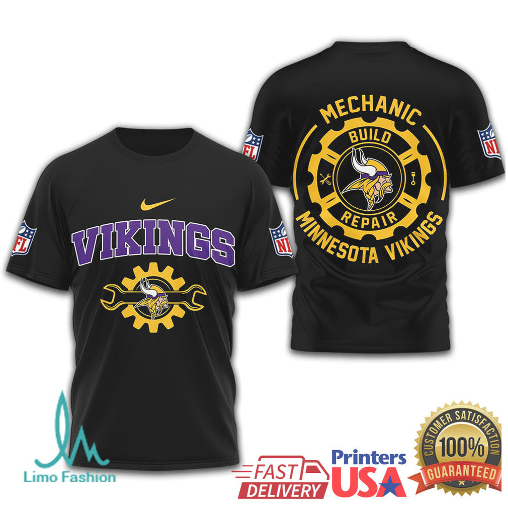Minnesota Vikings Mechanic Build Repair T Shirt - Limotees LLC