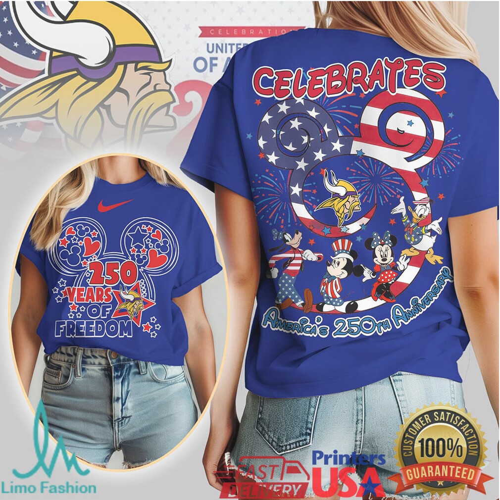 Minnesota Vikings Mickey & Friends America's 250th Anniversary T Shirt - Limotees LLC