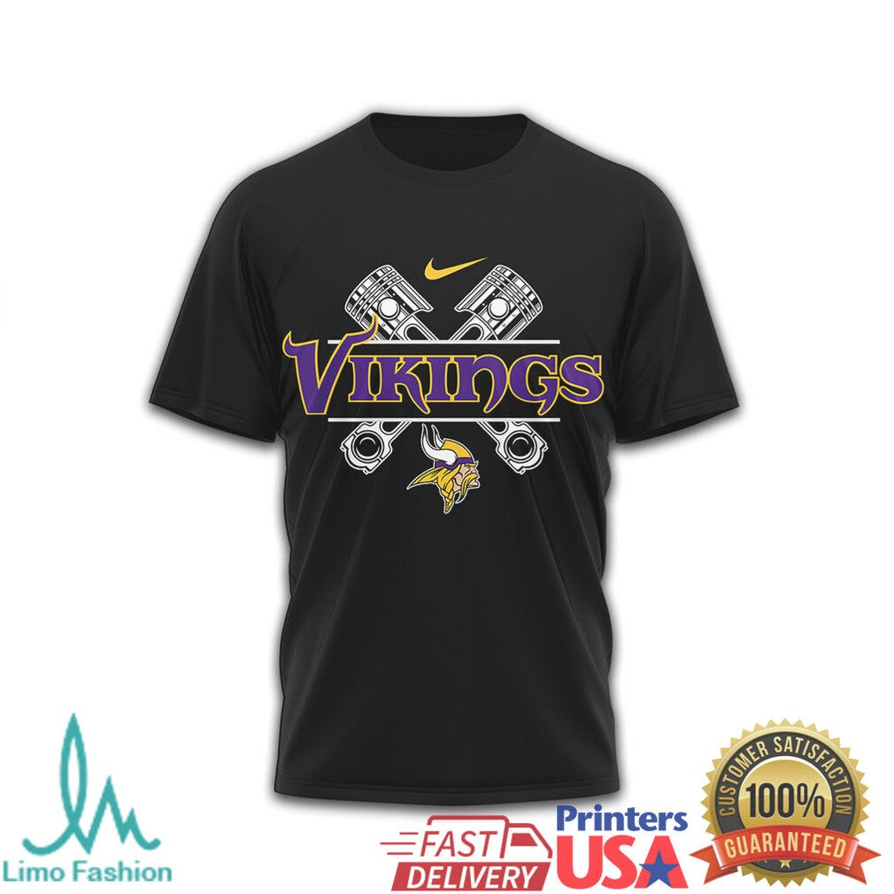 Minnesota Vikings Motorcycle Biker Live To Ride Black T Shirt - Limotees LLC