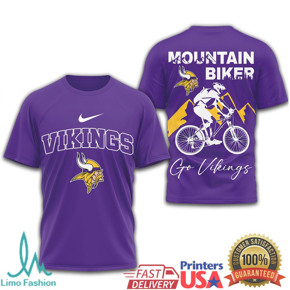 Minnesota Vikings Mountain Biker T Shirt Vikings Skol MTB Graphic Tee - Limotees LLC