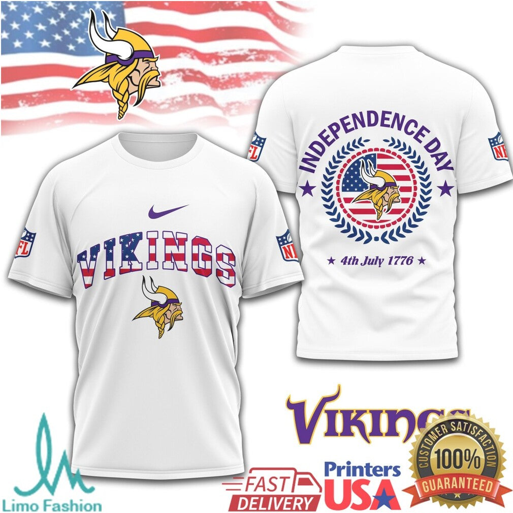 Minnesota Vikings NFL Independence Day 4th of July Patriotic American Flag T Shirt - Limotees LLC
