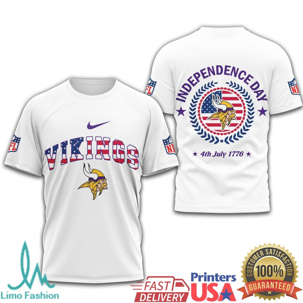 Minnesota Vikings NFL Independence Day 4th of July Patriotic American Flag T Shirt - Limotees LLC