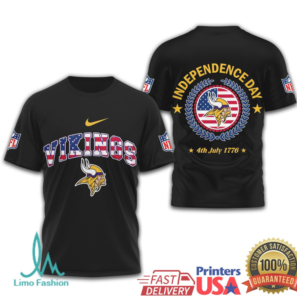 Minnesota Vikings NFL Independence Day 4th of July Patriotic American Flag T Shirt - Limotees LLC