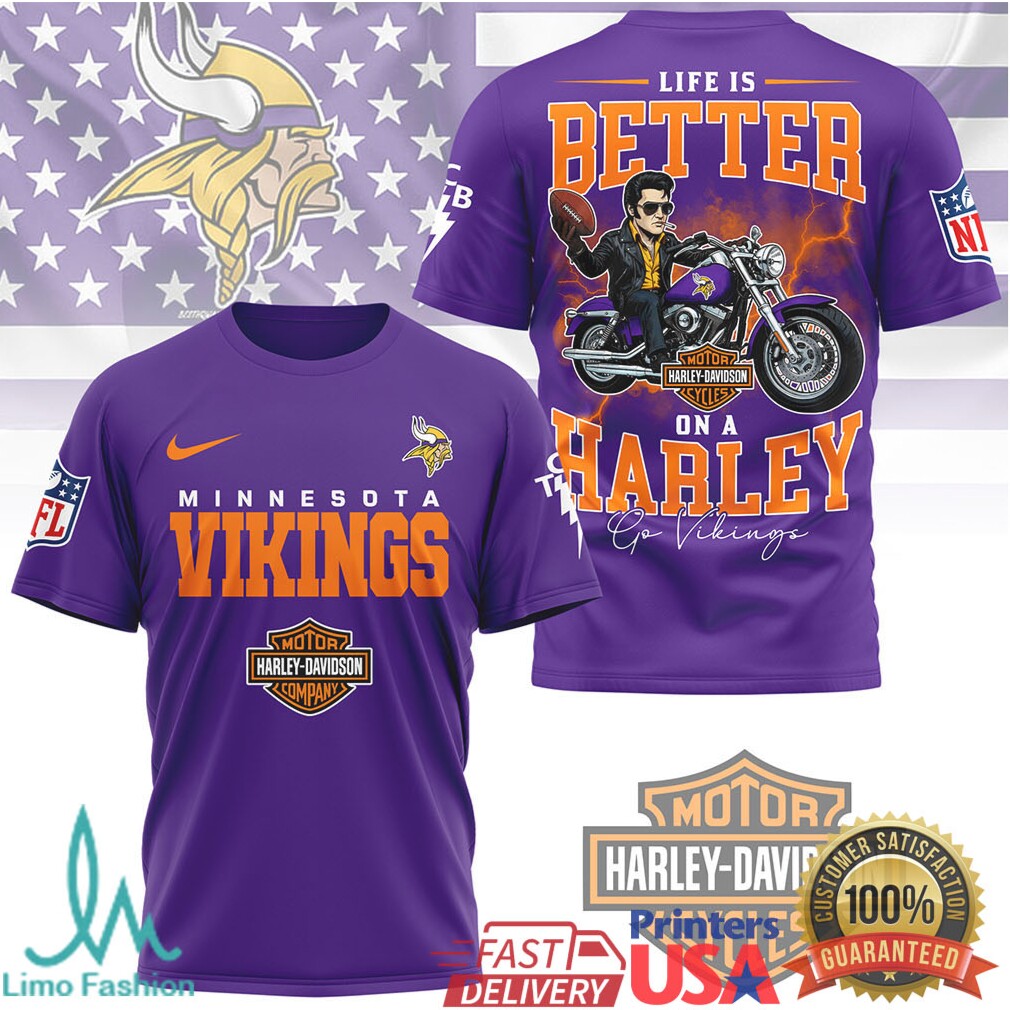 Minnesota Vikings NFL x Harley Davidson Life Is Better On A Harley T Shirt - Limotees LLC