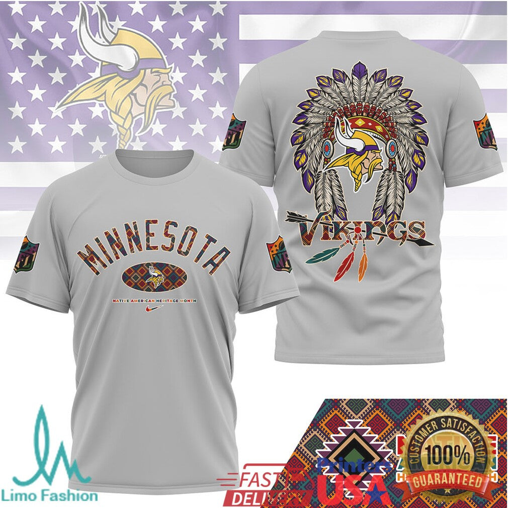 Minnesota Vikings Native American Heritage Month Cultural Headdress Shirt - Limotees LLC