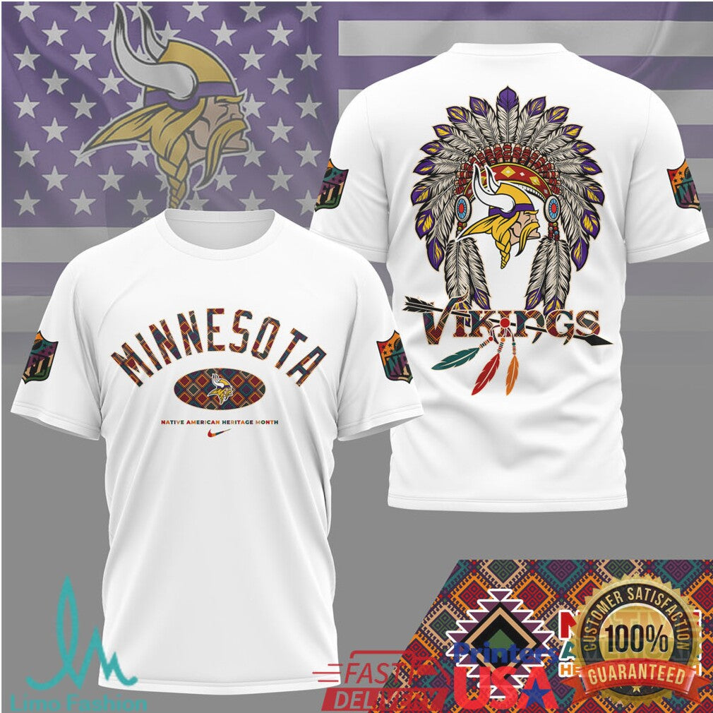 Minnesota Vikings Native American Heritage Month Cultural Headdress Shirt - Limotees LLC