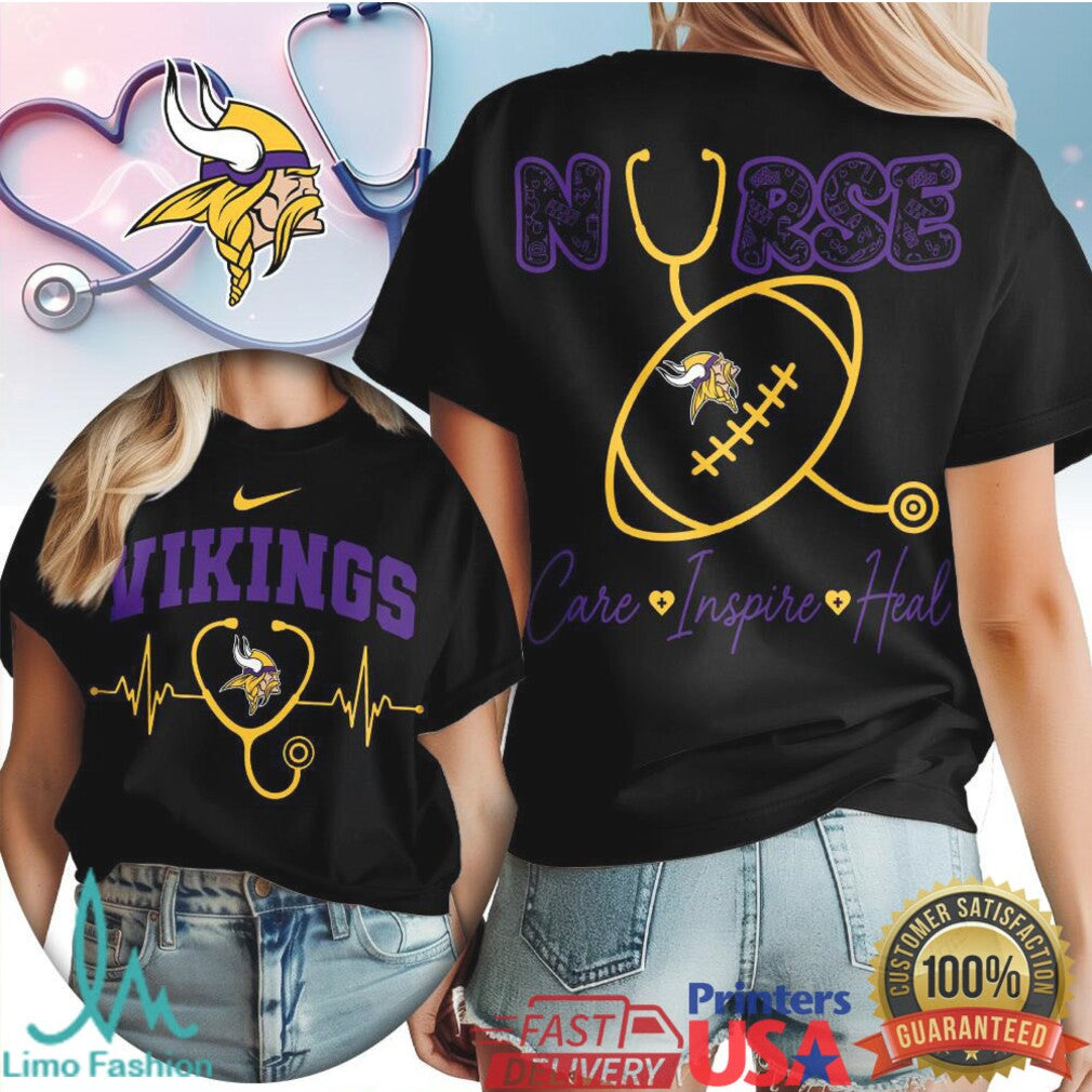Minnesota Vikings Nurse T Shirt Care Inspire Heal Football Fan Nursing T Shirt - Limotees LLC