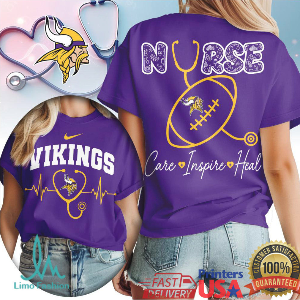Minnesota Vikings Nurse T Shirt Care Inspire Heal Football Fan Nursing T Shirt - Limotees LLC