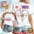 Minnesota Vikings Nurse T Shirt Vikings Fan Nursing Heart Graphic T Shirt - Limotees LLC