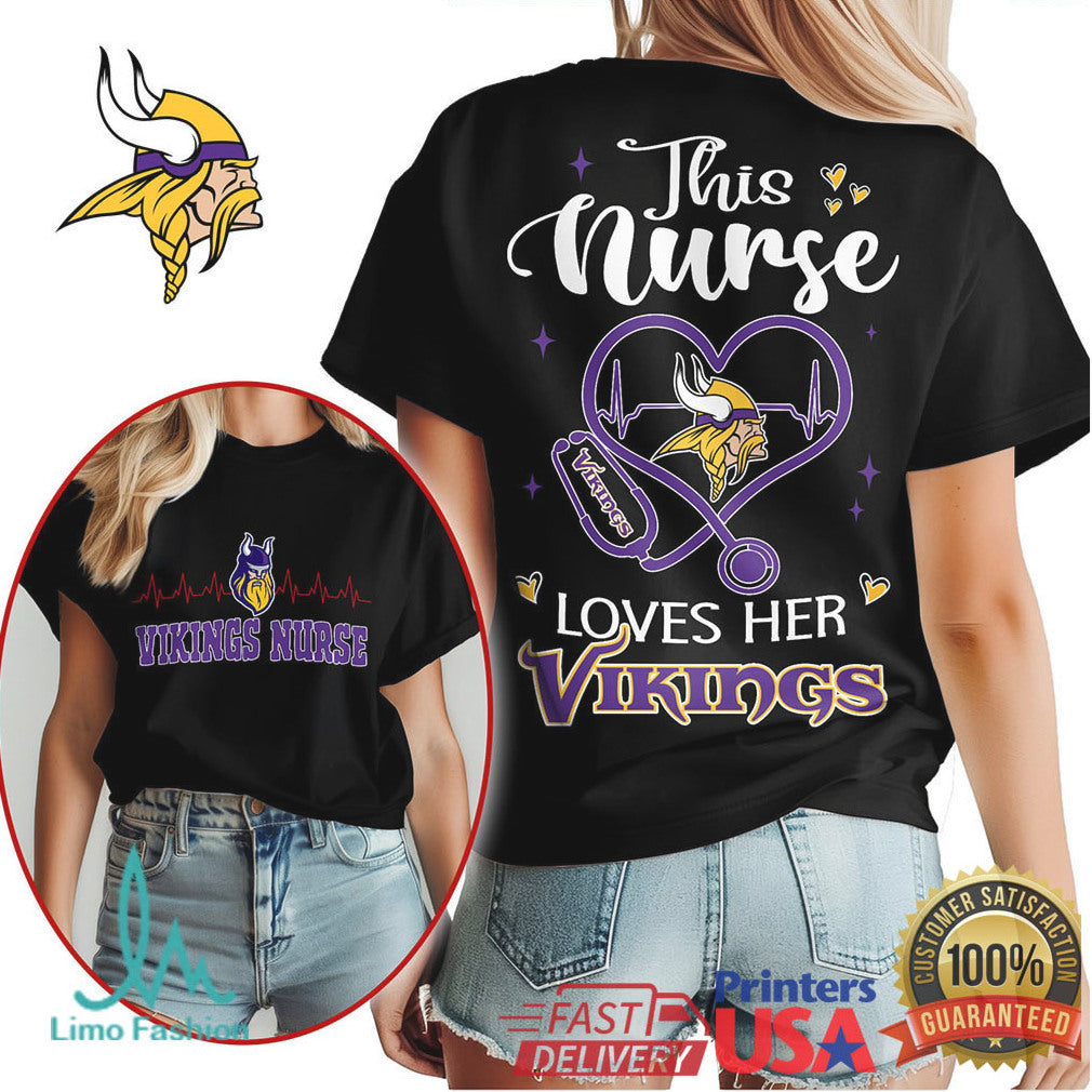 Minnesota Vikings Nurse This Nurse Loves Her Vikings Shirt - Limotees LLC