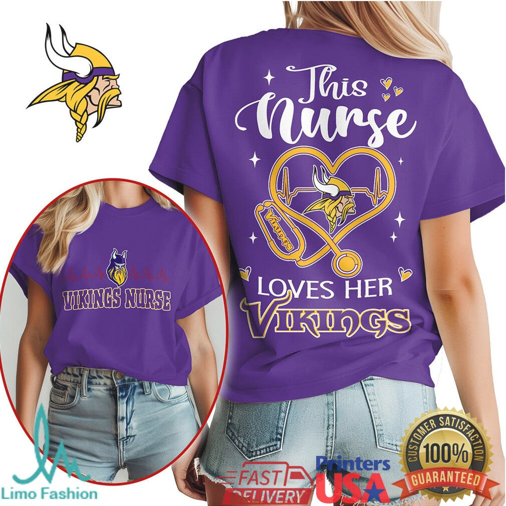 Minnesota Vikings Nurse This Nurse Loves Her Vikings Shirt - Limotees LLC