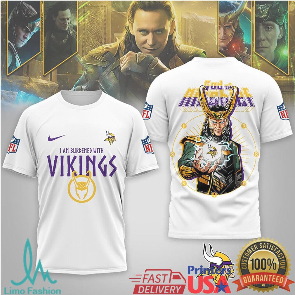 Minnesota Vikings Official Loki NFL God Of Mischief 3D Shirt - Limotees LLC