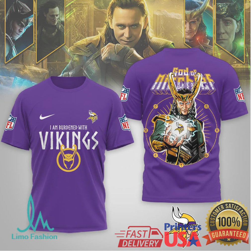 Minnesota Vikings Official Loki NFL God Of Mischief 3D Shirt - Limotees LLC