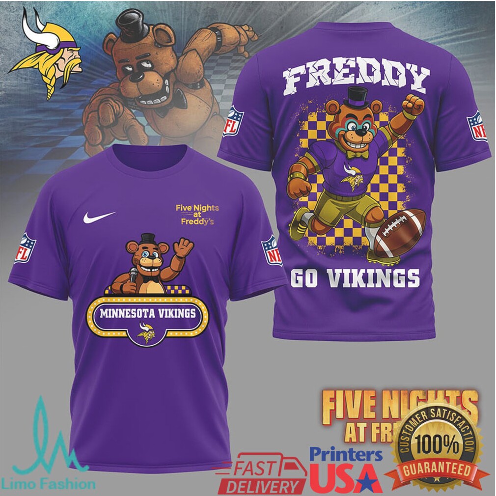 Minnesota Vikings Official NFL Five Nights at Freddy's 3D Shirt - Limotees LLC