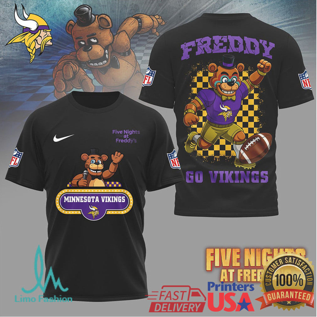 Minnesota Vikings Official NFL Five Nights at Freddy's 3D Shirt - Limotees LLC