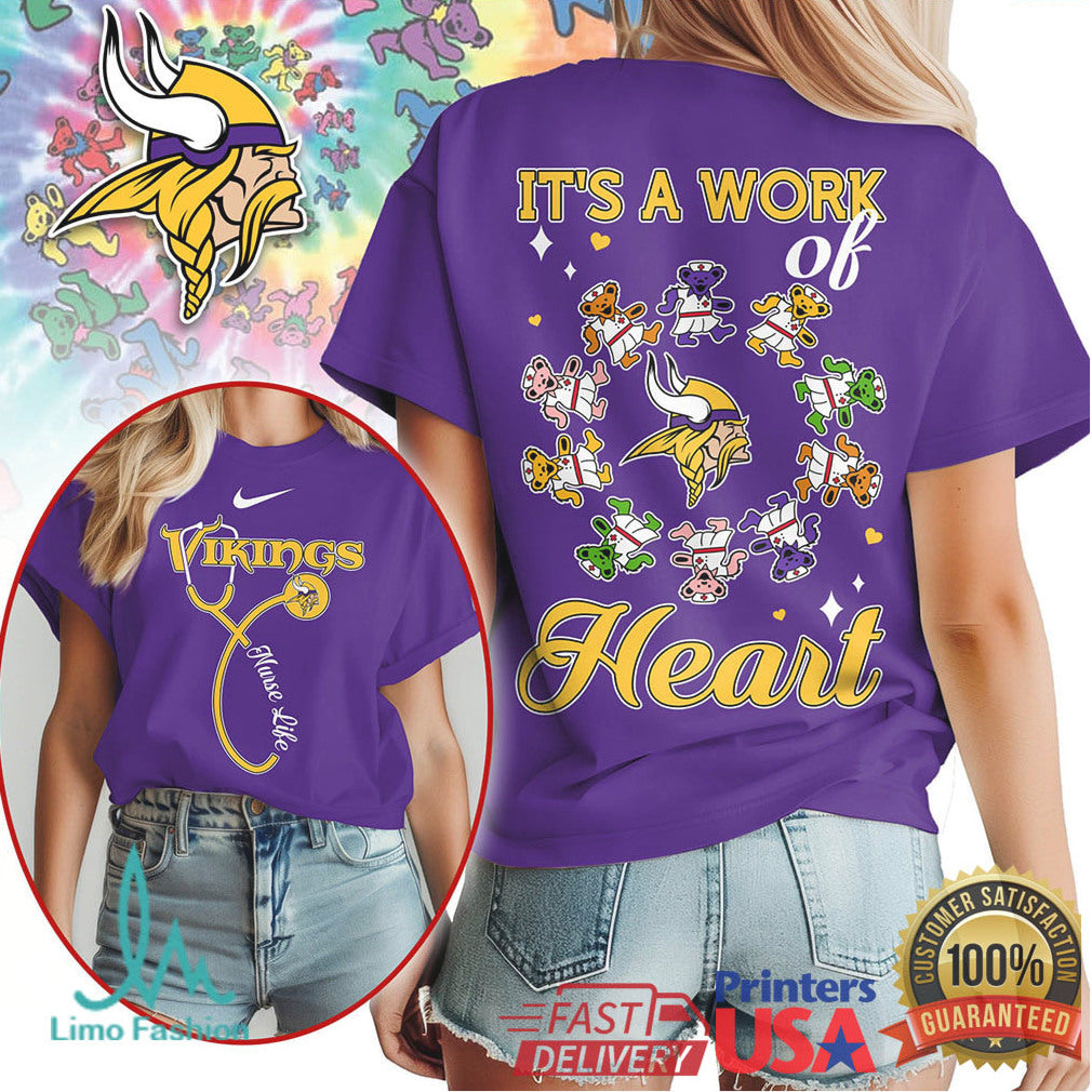 Minnesota Vikings Official NFL Grateful Dead Nurse 3D Shirt