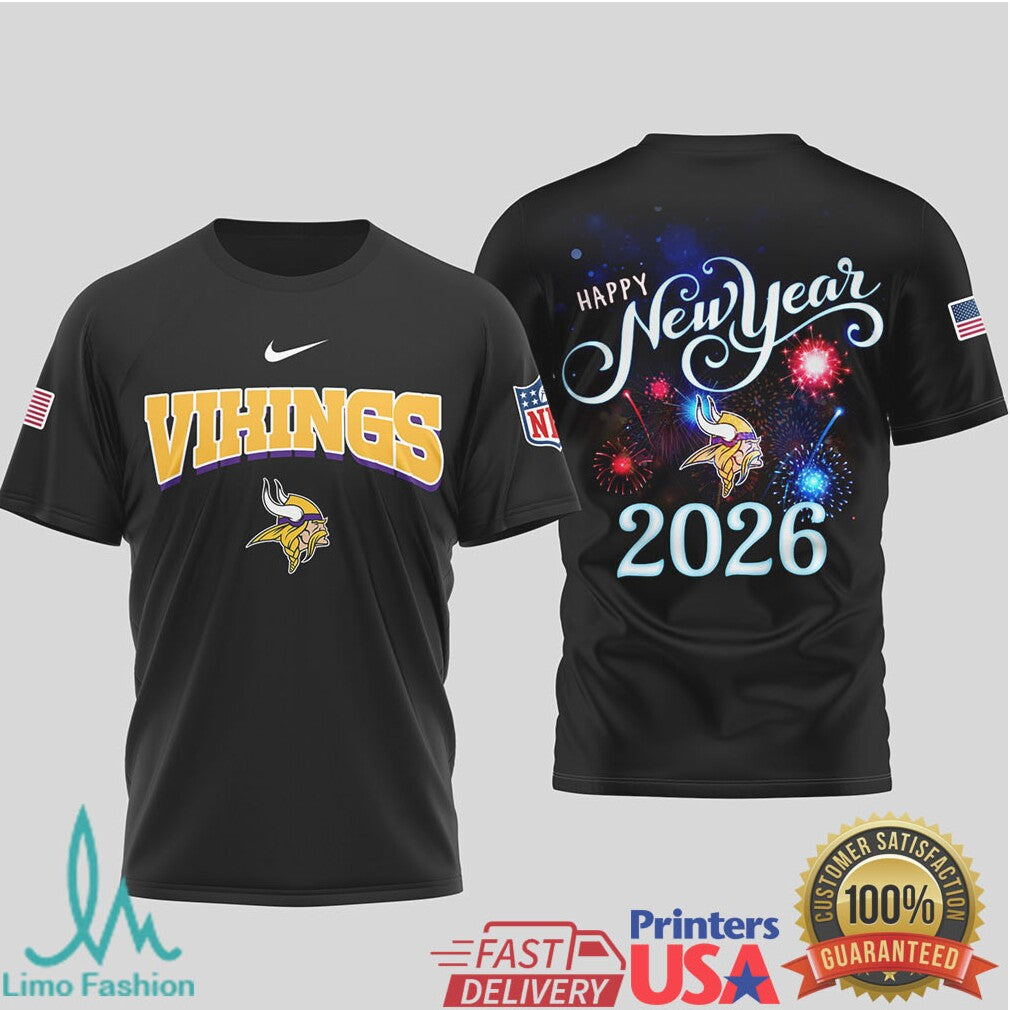 Minnesota Vikings Official NFL Happy New Year 2026 3D Shirt - Limotees LLC