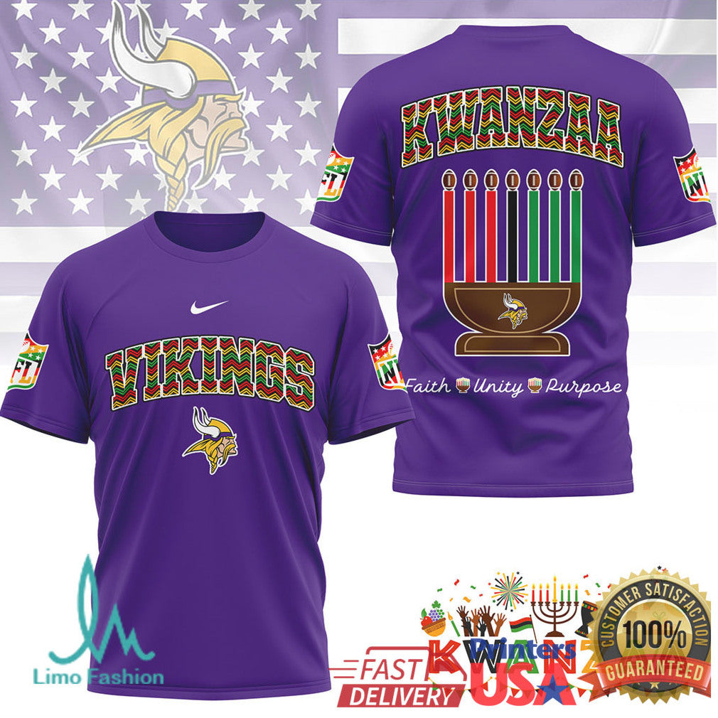 Minnesota Vikings Official NFL Kwanzaa Pride 3D Shirt