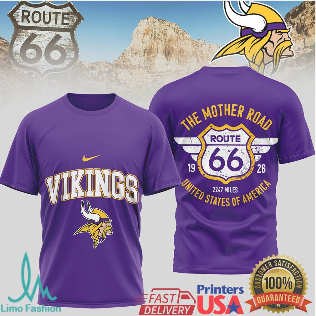 Minnesota Vikings Official NFL Route 66 3D Shirt - Limotees LLC
