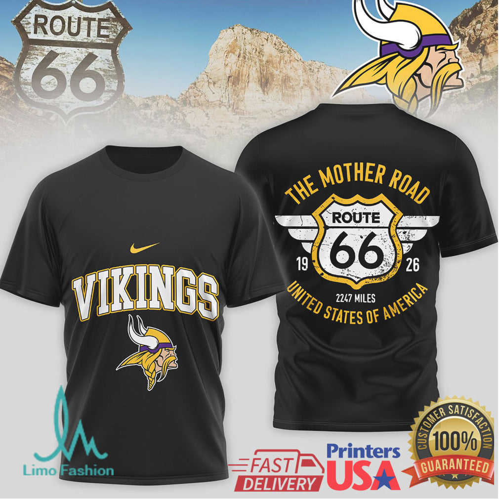Minnesota Vikings Official NFL Route 66 3D Shirt - Limotees LLC