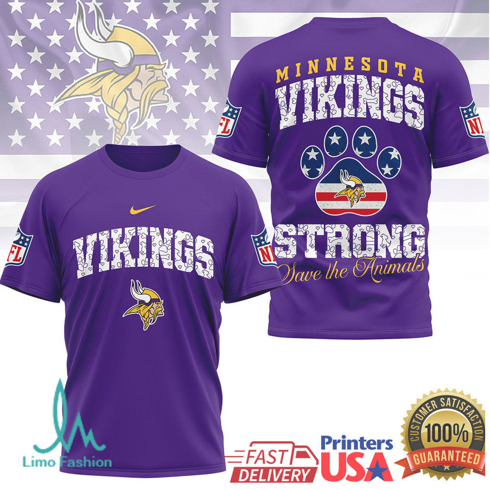 Minnesota Vikings Official NFL Save The Animals Fan 3D Shirt - Limotees LLC