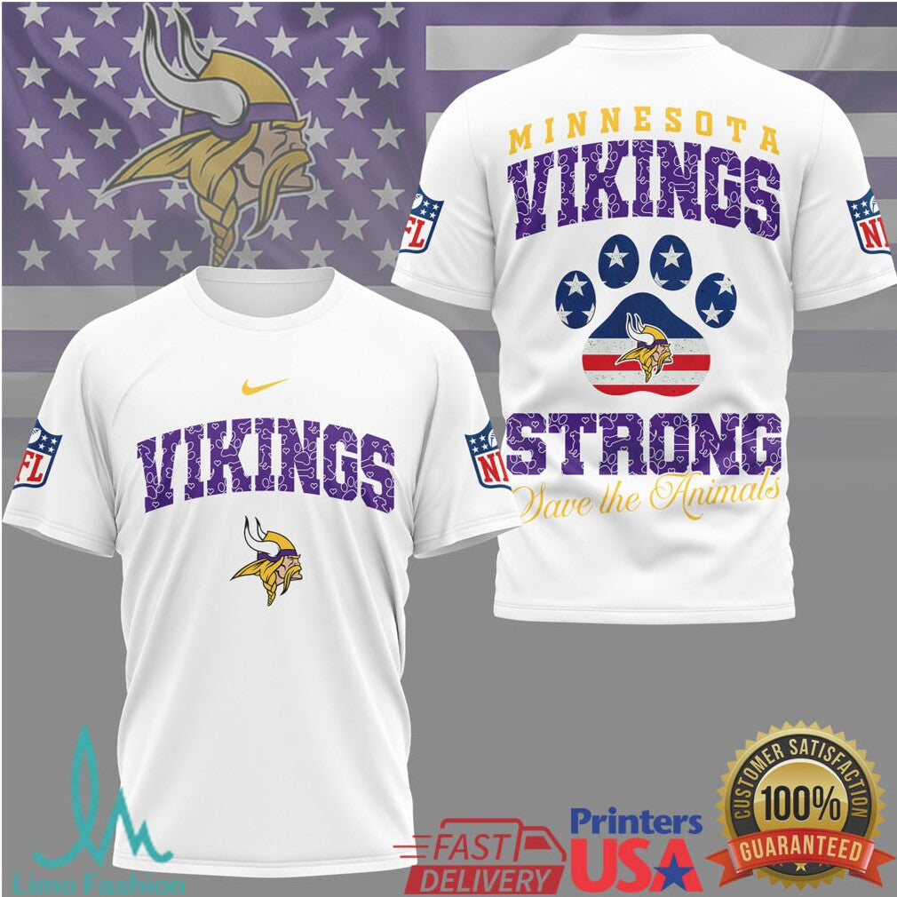 Minnesota Vikings Official NFL Save The Animals Fan 3D Shirt - Limotees LLC