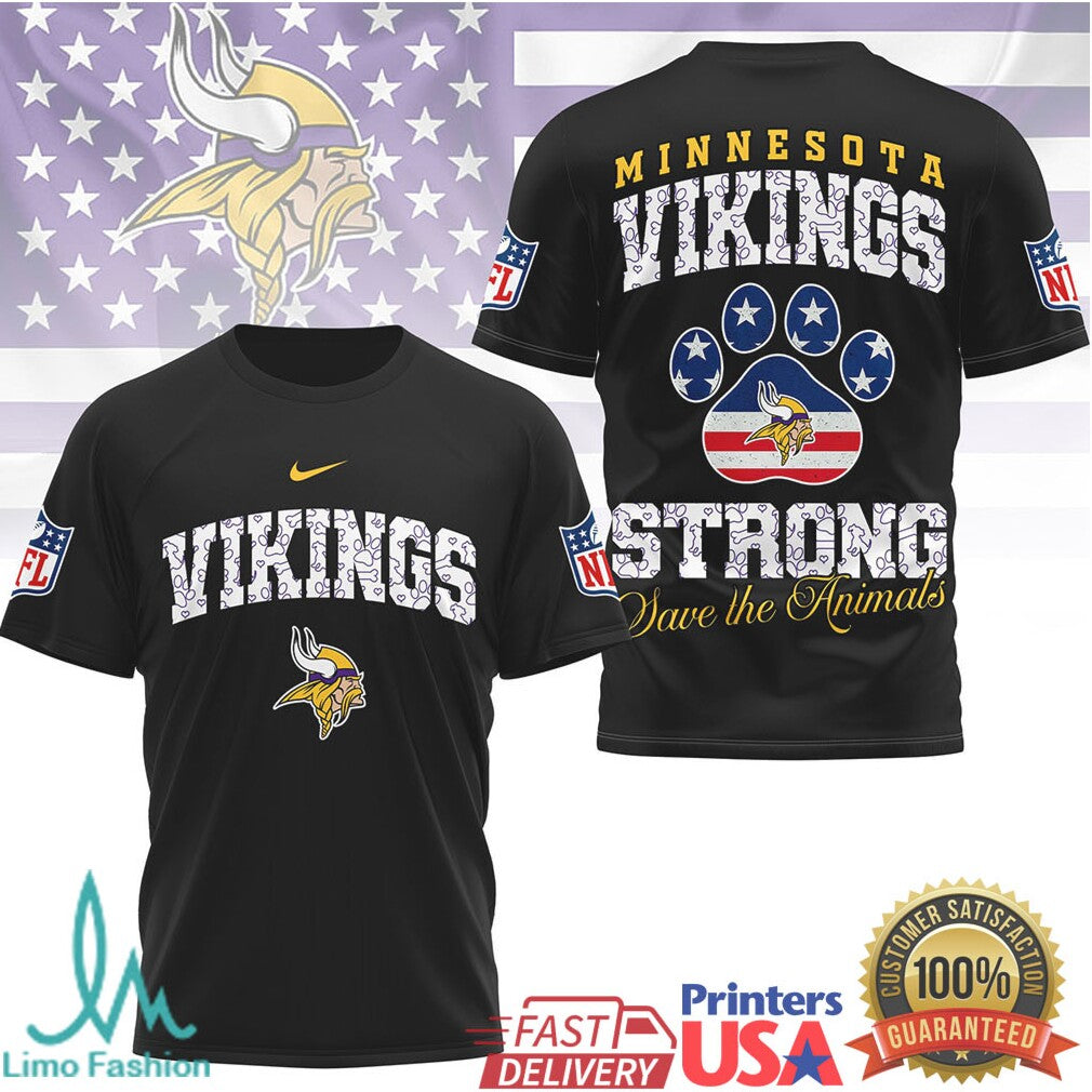 Minnesota Vikings Official NFL Save The Animals Fan 3D Shirt - Limotees LLC