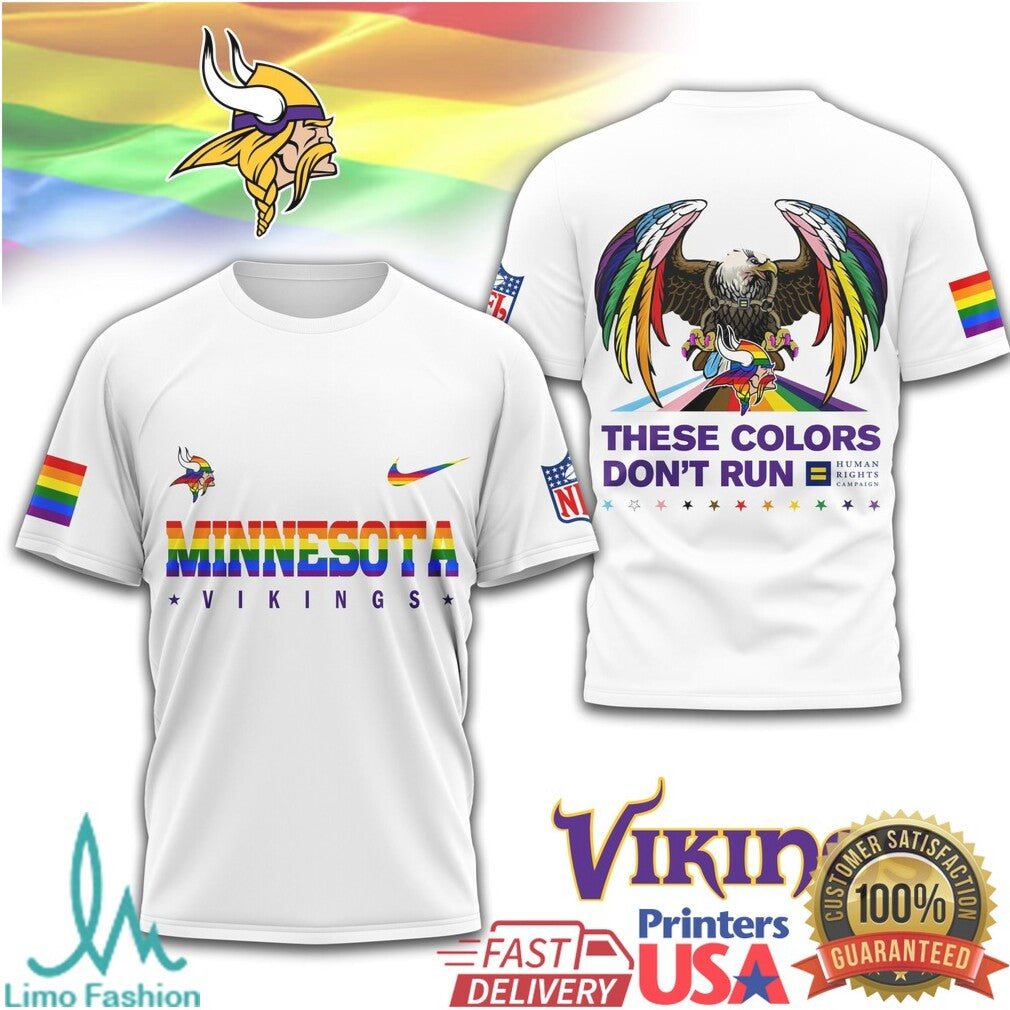 Minnesota Vikings Pride Gear Rainbow These Colors Don't Run T Shirt - Limotees LLC