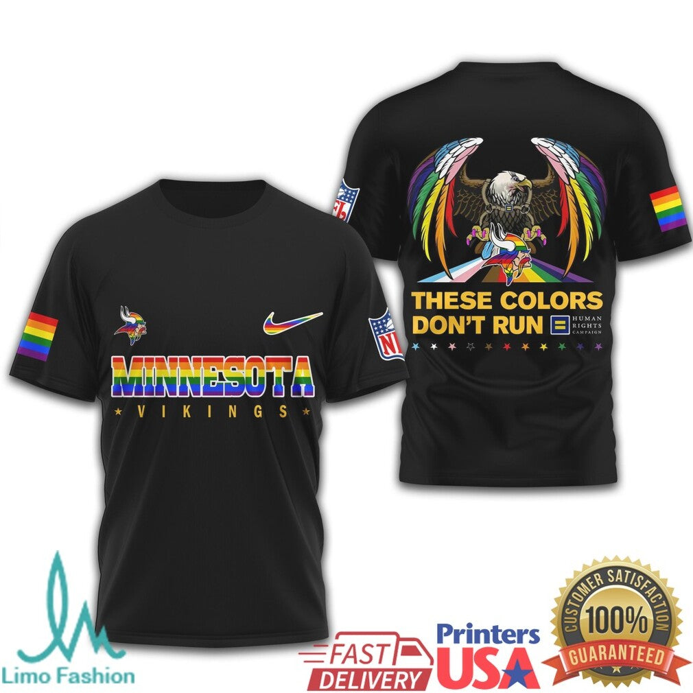 Minnesota Vikings Pride Gear Rainbow These Colors Don't Run T Shirt - Limotees LLC