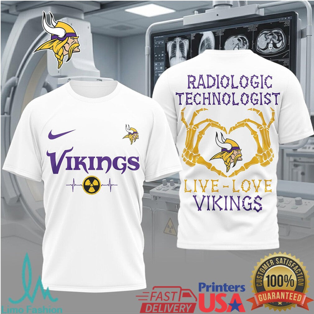 Minnesota Vikings Radiologic Technologist T Shirt Live Love Vikings X Ray Tech Rad Tech Gift - Limotees LLC