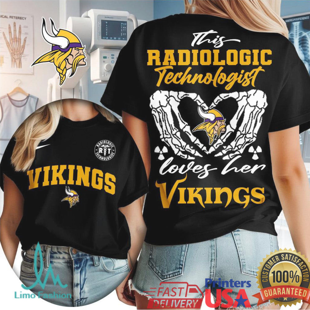 Minnesota Vikings Radiologic Technologist T Shirt Rad Tech Skeleton Heart Vikings T Shirt - Limotees LLC