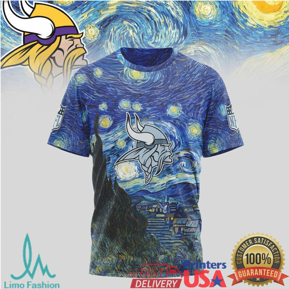 Minnesota Vikings Starry Night Art T Shirt - Limotees LLC