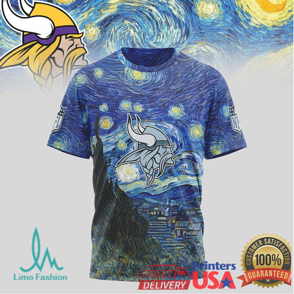 Minnesota Vikings Starry Night Art T Shirt - Limotees LLC