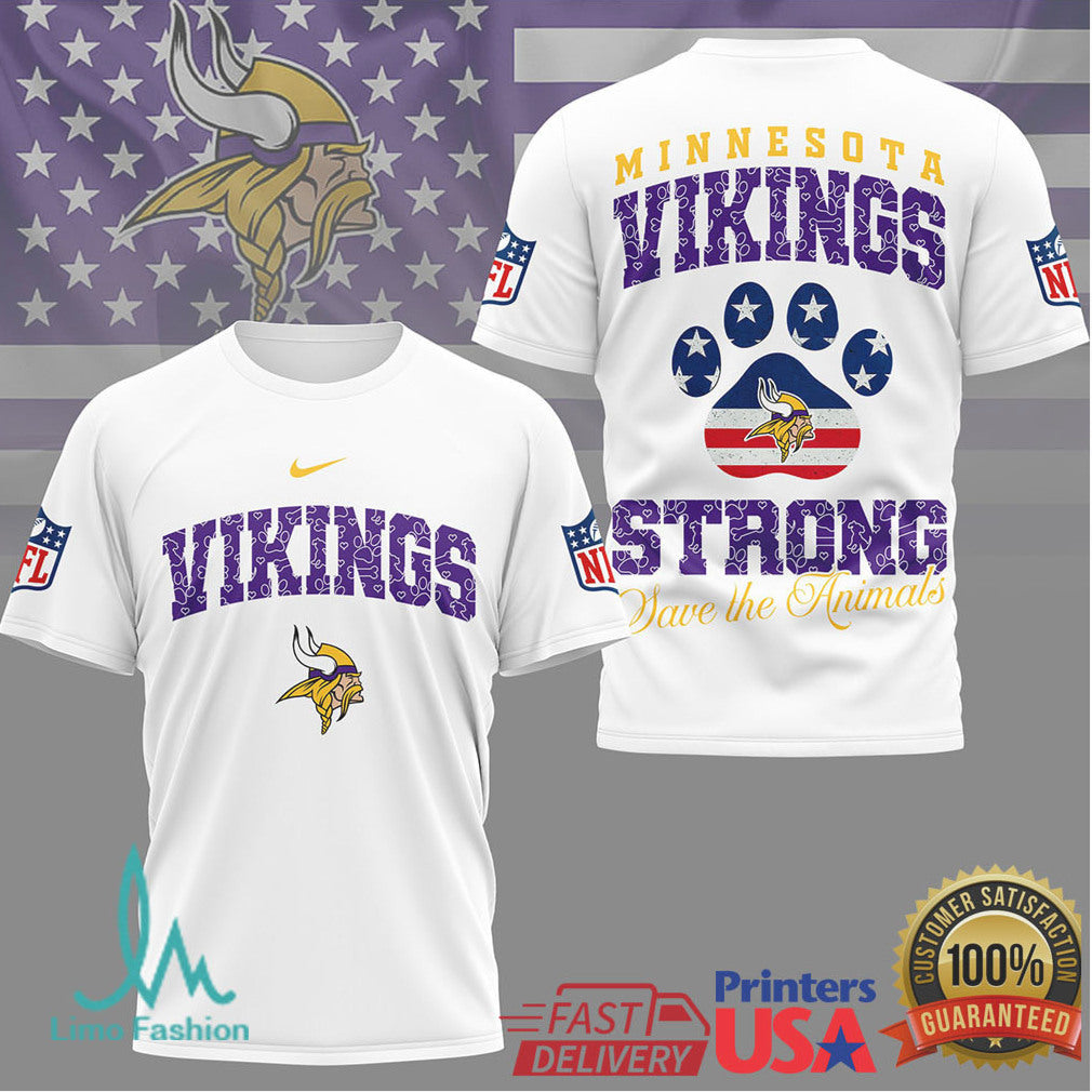 Minnesota Vikings Strong Save the Animals NFL Graphic Print T Shirt - Limotees LLC