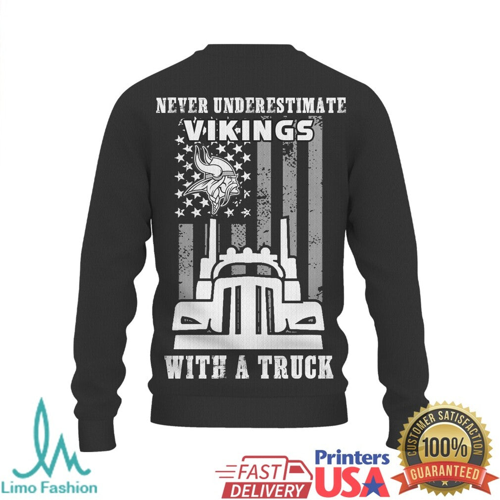 Minnesota Vikings Trucker Appreciation T Shirt American Flag Truck Driver Gift - Limotees LLC