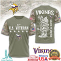 Minnesota Vikings U.S. Veteran Salute to Service Military Olive T Shirt - Limotees LLC
