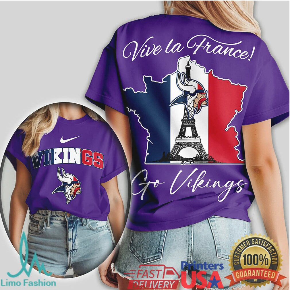 Minnesota Vikings Vive la France European Tour Custom T Shirt - Limotees LLC