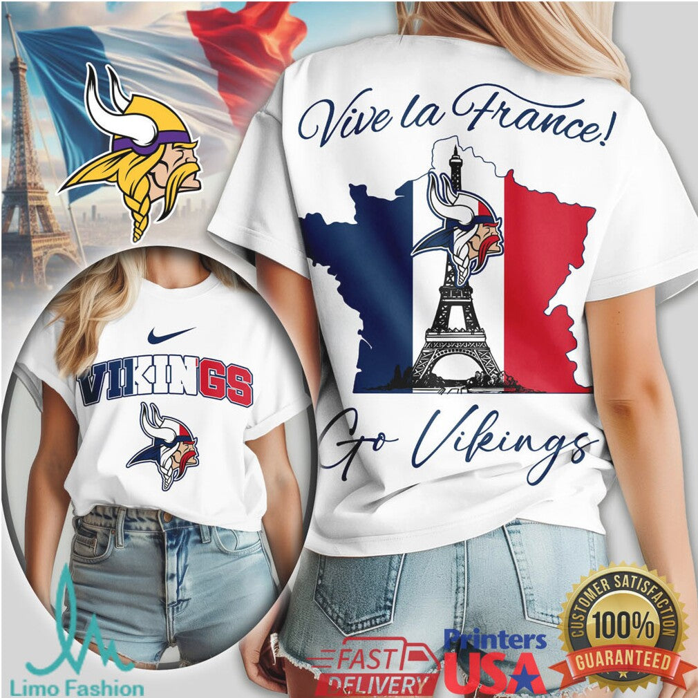 Minnesota Vikings Vive la France European Tour Custom T Shirt - Limotees LLC