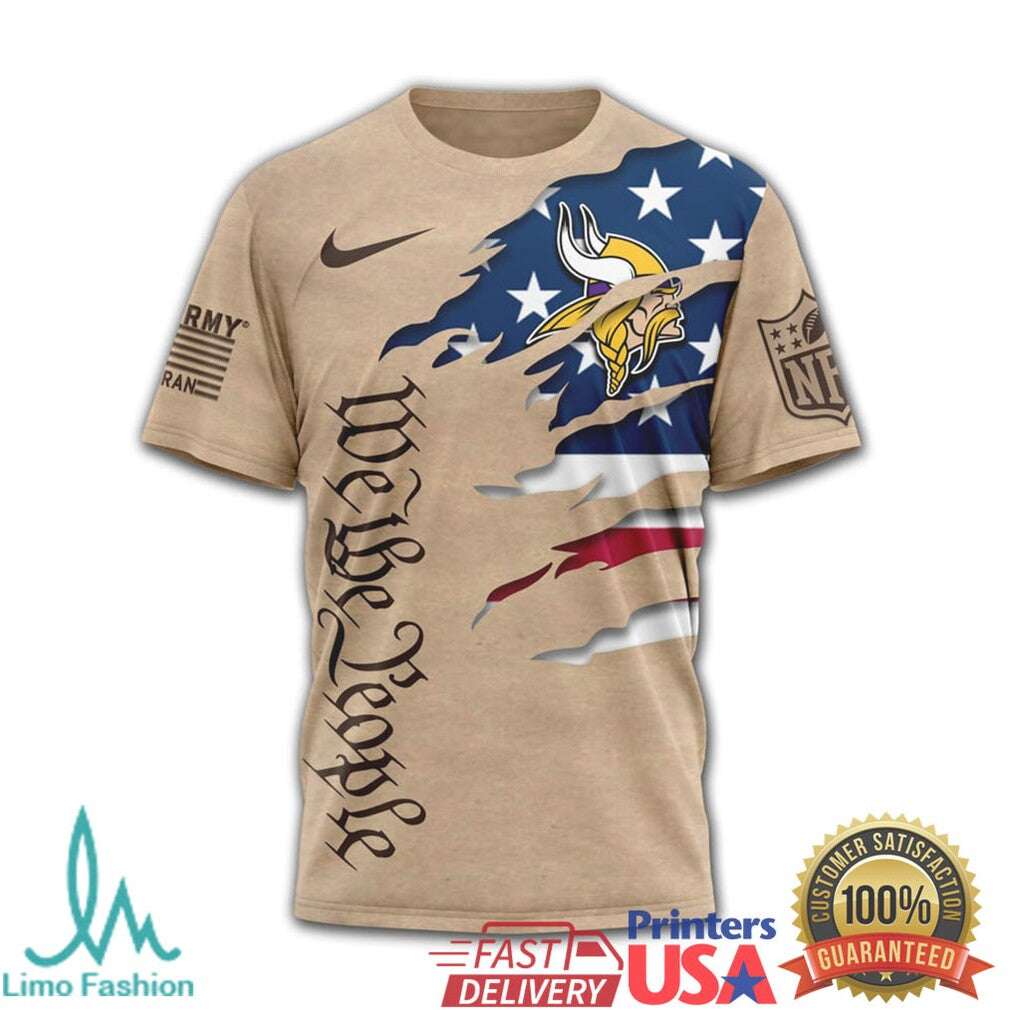 Minnesota Vikings We The People Military Style Patriotic Shirt - Limotees LLC