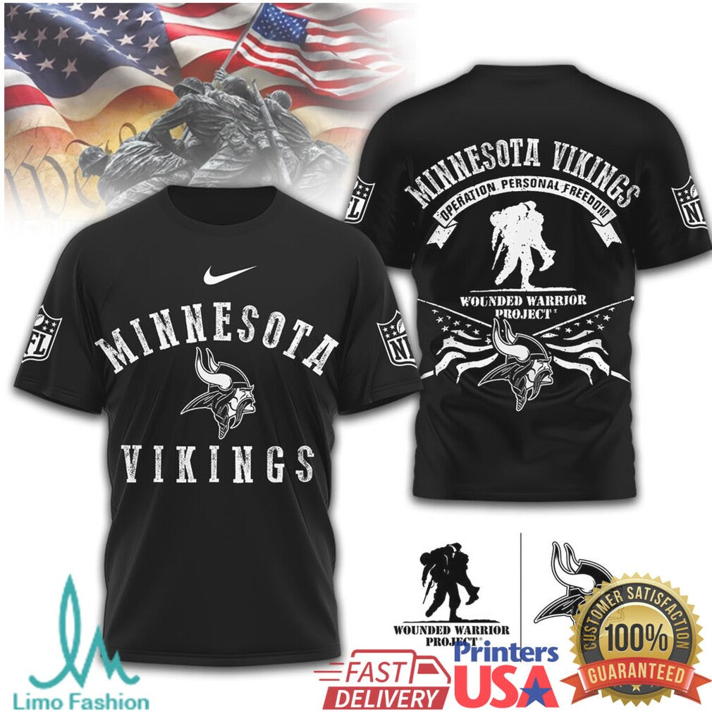 Minnesota Vikings Wounded Warrior Project Patriotic Graphic T Shirt - Limotees LLC
