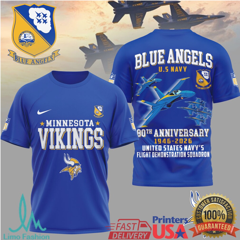 Minnesota Vikings x Blue Angels 80th Anniversary U.S. Navy T Shirt - Limotees LLC