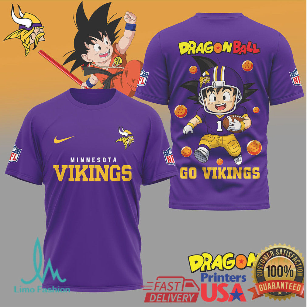 Minnesota Vikings x Dragon Ball Goku Football Mashup T Shirt - Limotees LLC