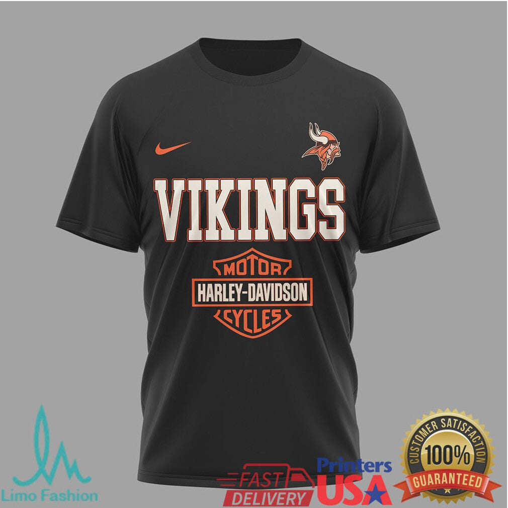 Minnesota Vikings x Harley Davidson Ride The Legend Eagle T Shirt - Limotees LLC
