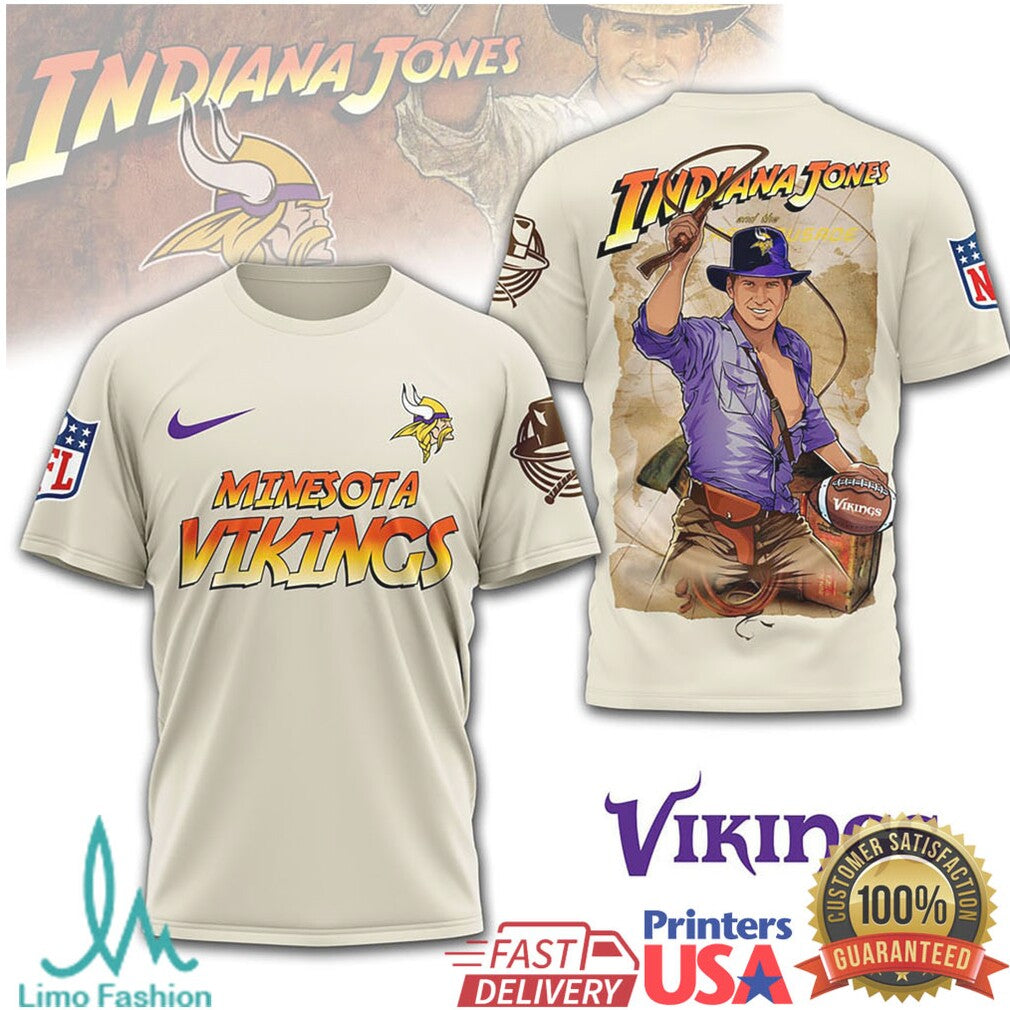 Minnesota Vikings x Indiana Jones Raiders of the Lost Yard T Shirt - Limotees LLC